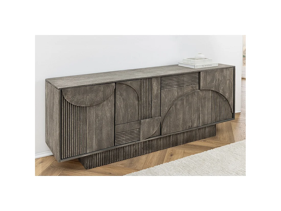 Buffet 170 cm 4 porte legno massiccio mango grigio fumé - Collezione ORINO