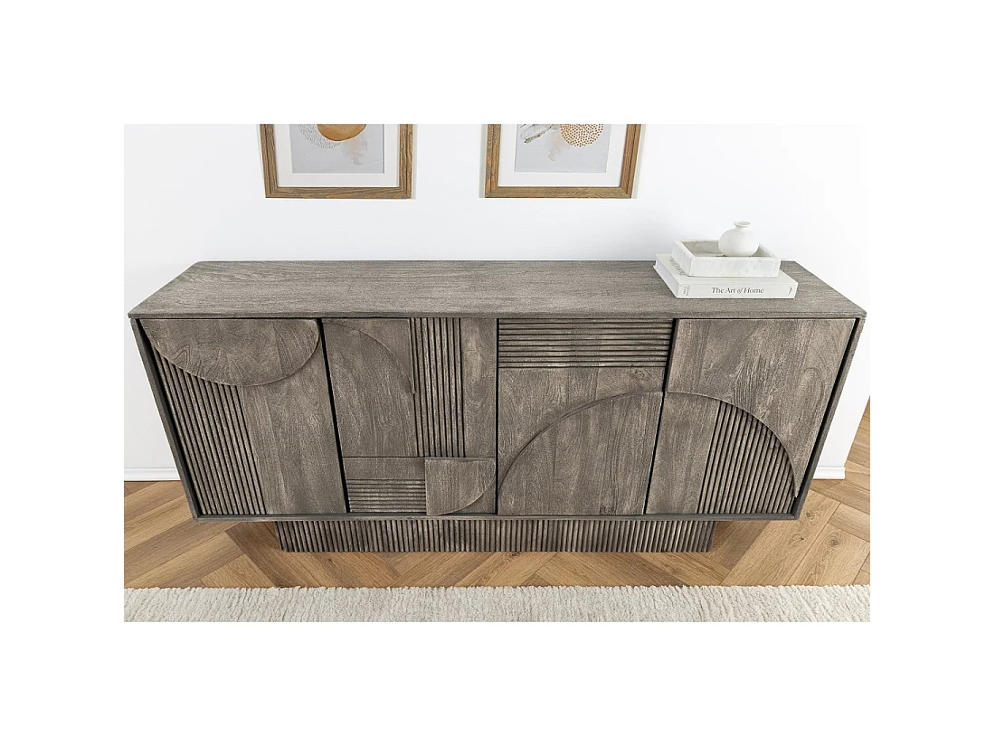 Buffet 170 cm 4 porte legno massiccio mango grigio fumé - Collezione ORINO