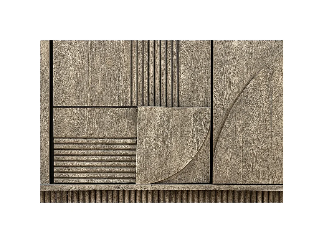 Buffet 170 cm 4 porte legno massiccio mango grigio fumé - Collezione ORINO
