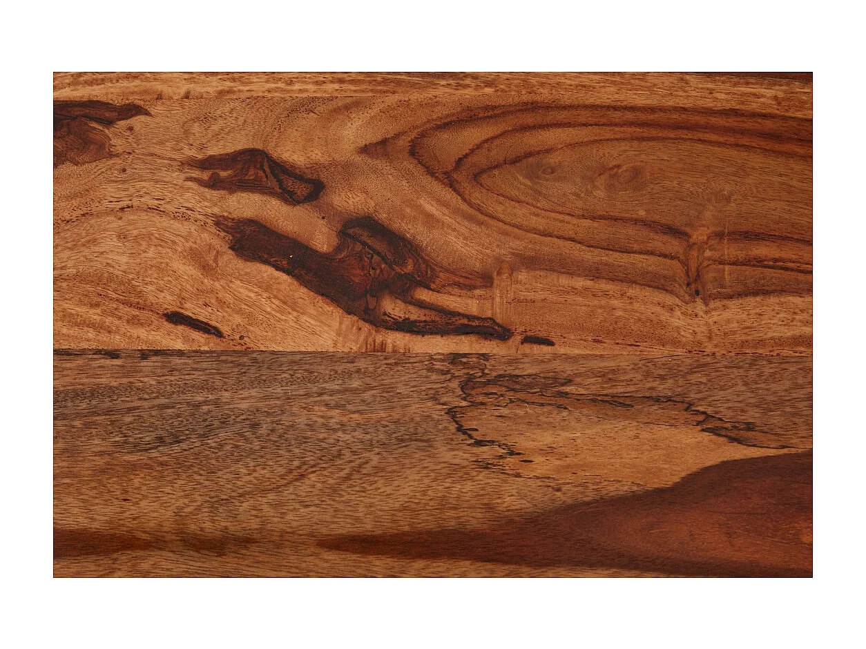 Buffet ORKAN 150 cm – Massief Sheeshamhout en zwart metaal – 3 deuren in industriële stijl