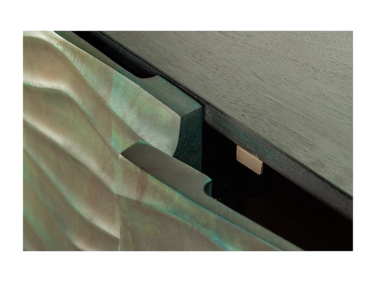 Buffet ONDARA 160 cm – Madera Maciza Verde Tallada – Patas Doradas – Diseño Contemporáneo