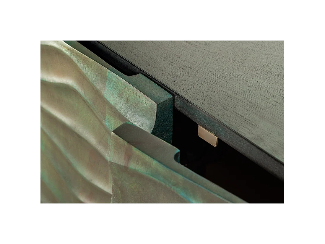 Buffet ONDARA 160 cm – Madera Maciza Verde Tallada – Patas Doradas – Diseño Contemporáneo