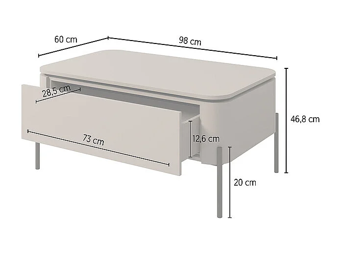 Table basse 1 tiroir Junon Taupe