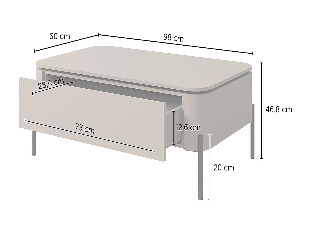 Junon Taupe 1-drawer coffee table