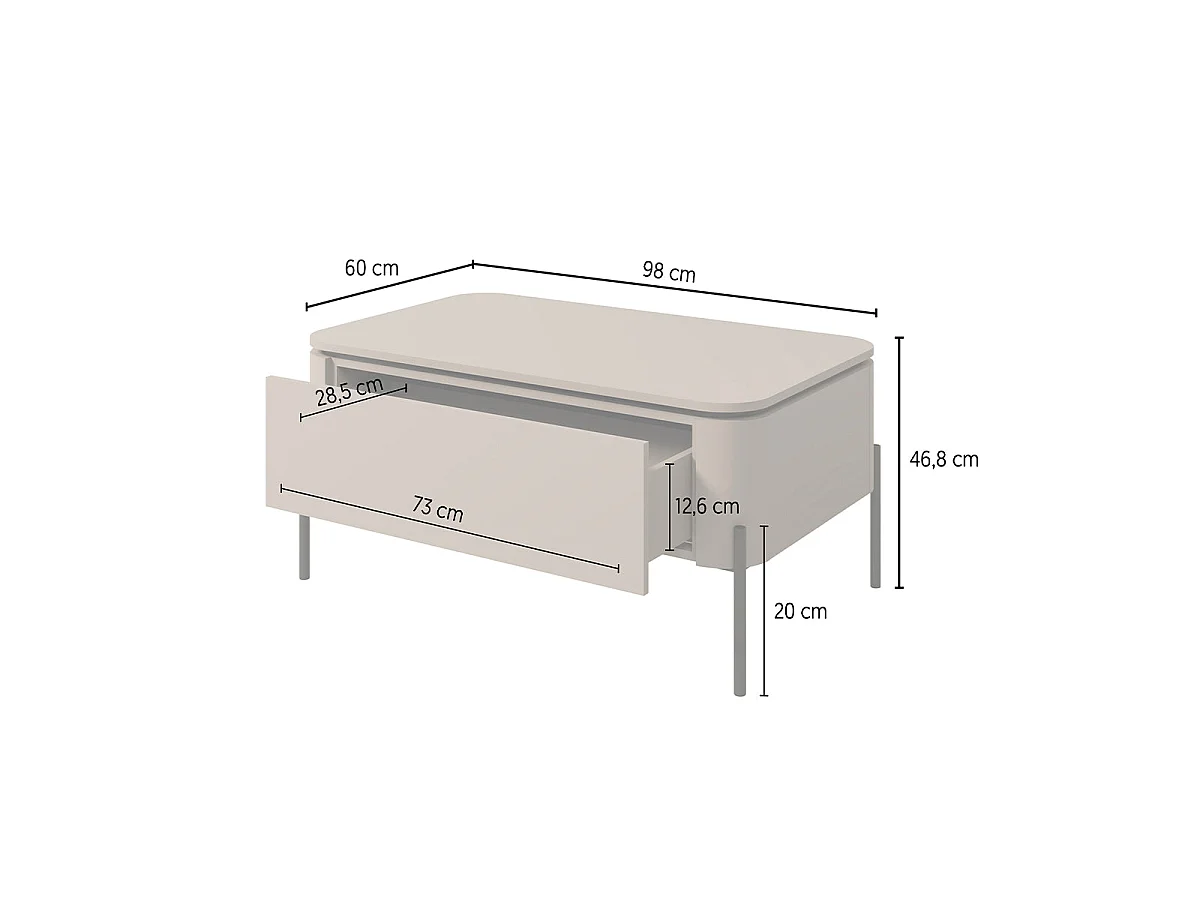 Table basse 1 tiroir Junon Taupe