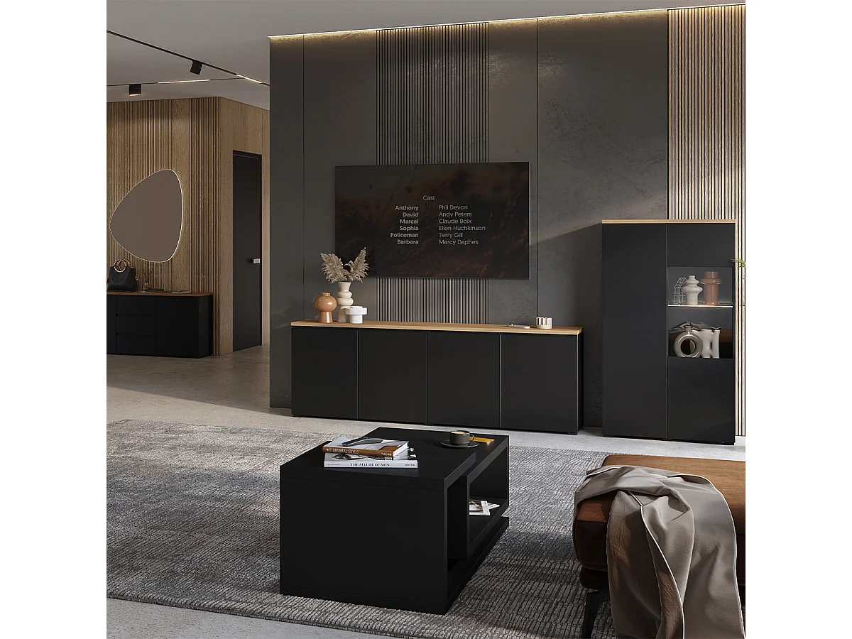 Credenza 2 ante Liko nero e marrone 140cm