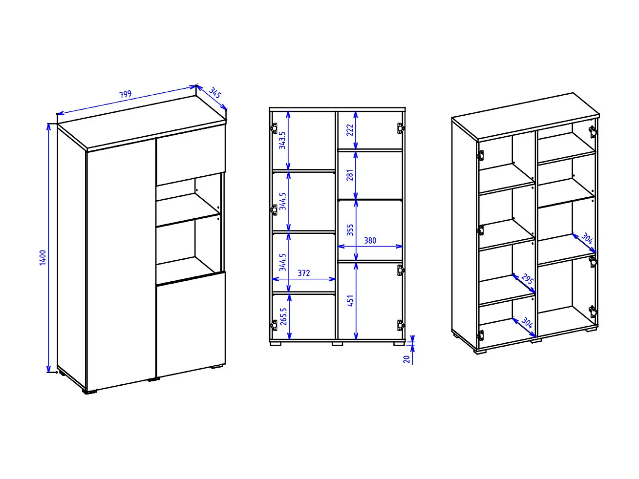 Liko Black and Wood 2-door china cabinet
