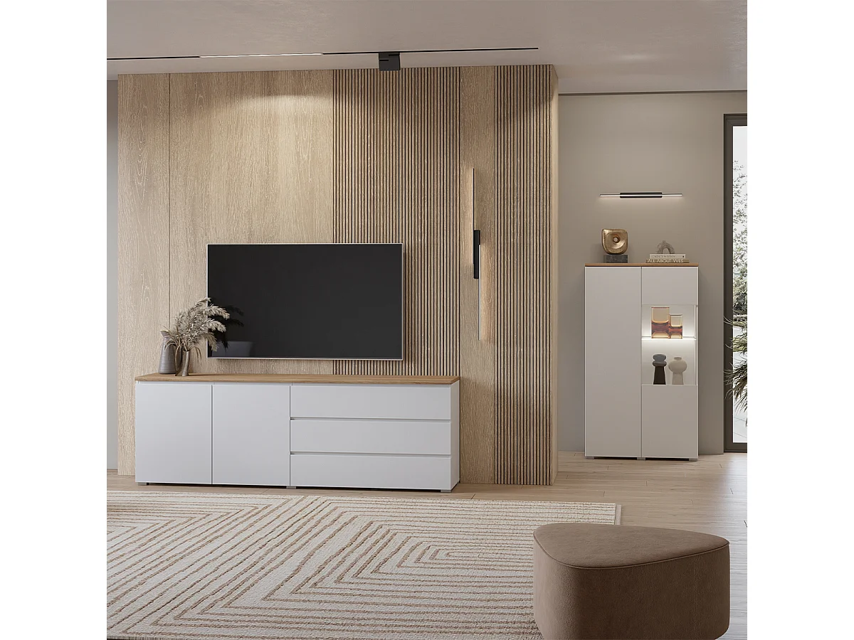 Credenza 2 ante Liko bianco e marrone 140cm