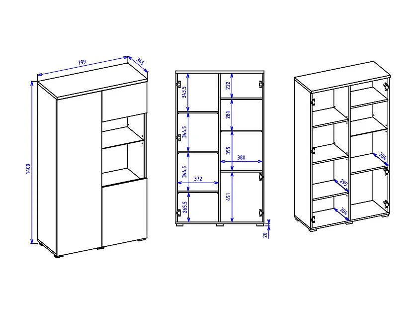 Credenza 2 ante Liko bianco e marrone 140cm
