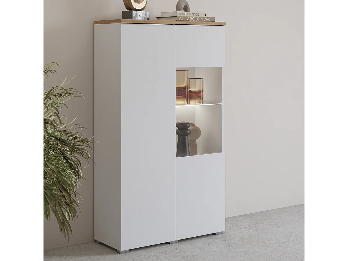 Liko White and Wood 2-door china cabinet