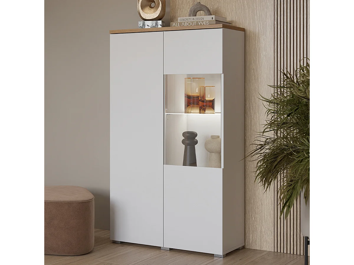 Liko White and Wood 2-door china cabinet