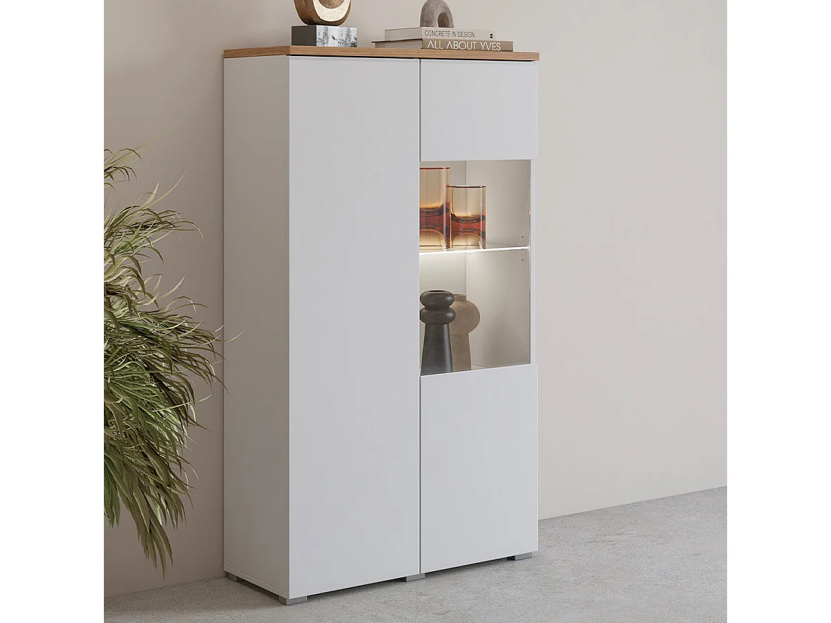 Vaisselier 2 portes Liko Blanc et Bois
