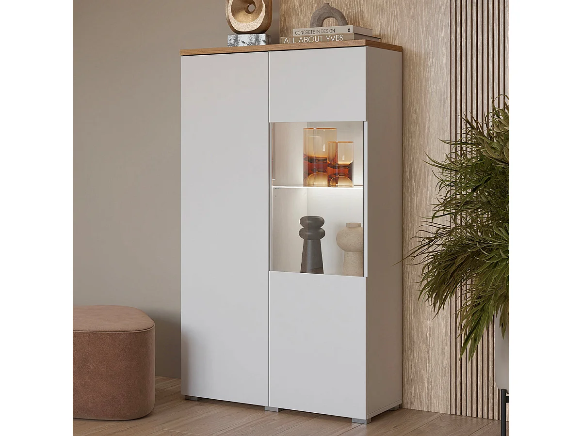 Vaisselier 2 portes Liko Blanc et Bois