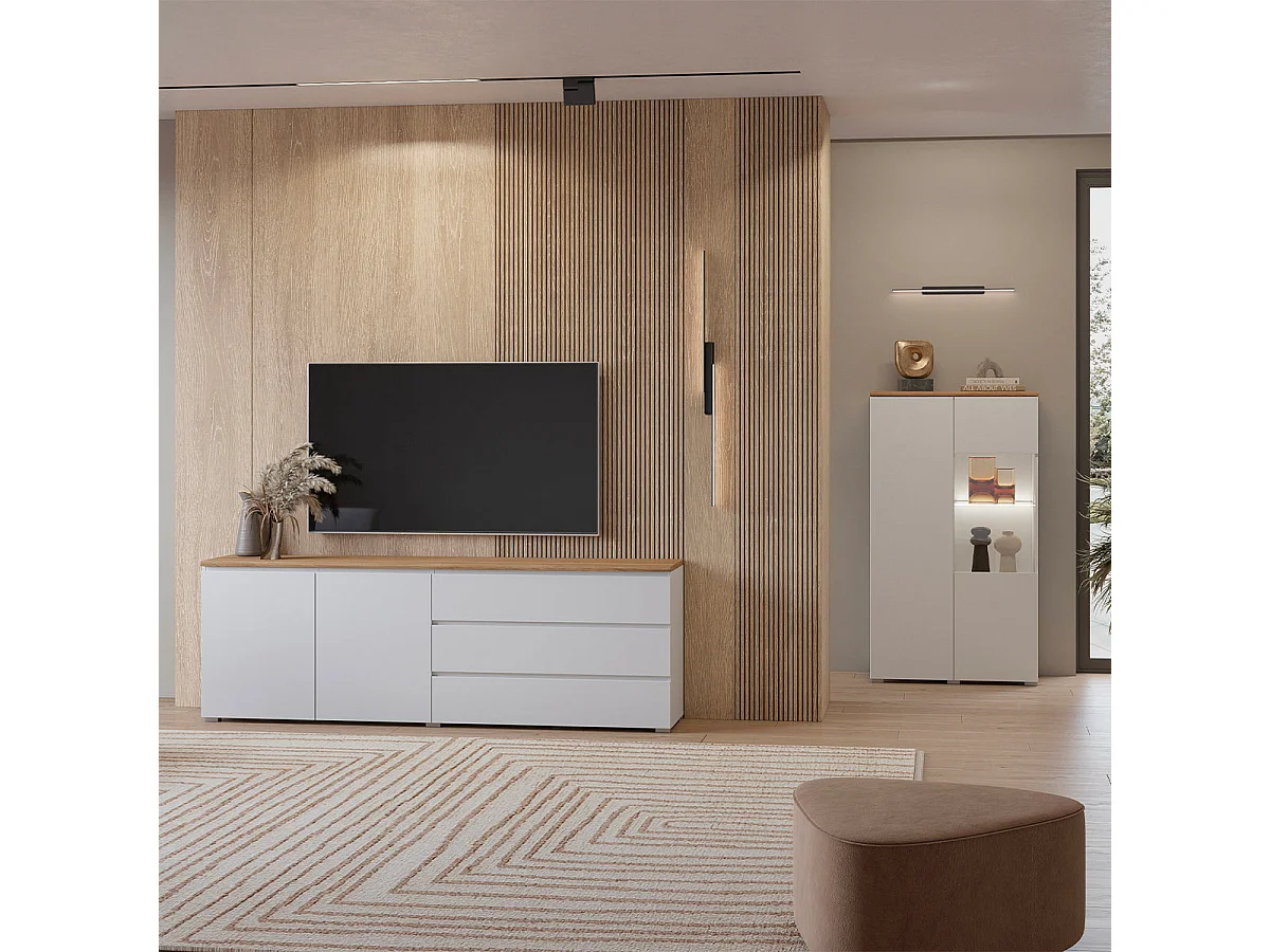 Vaisselier 2 portes Liko Blanc et Bois