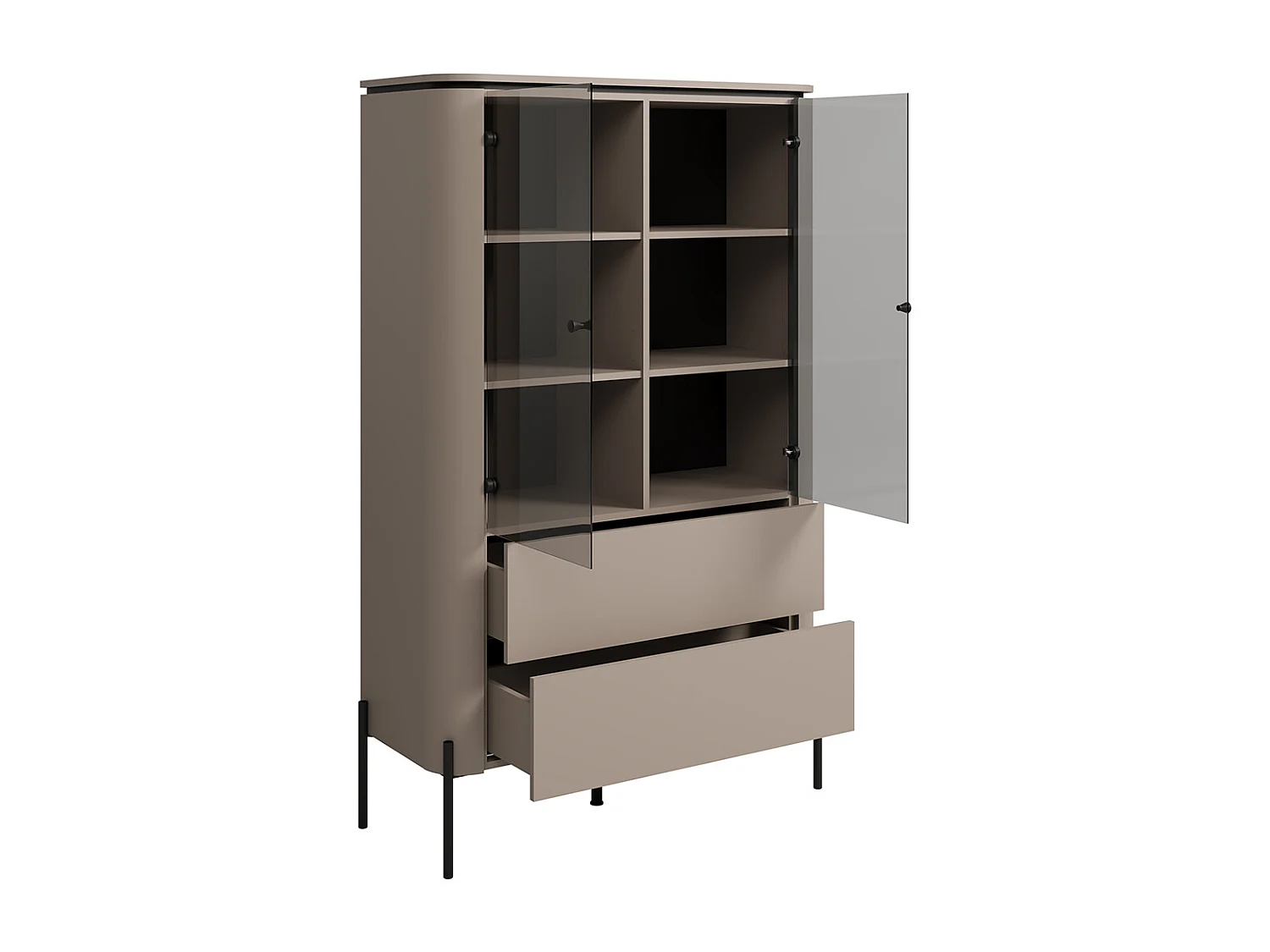 Junon Taupe 2-door 2-drawer dresser