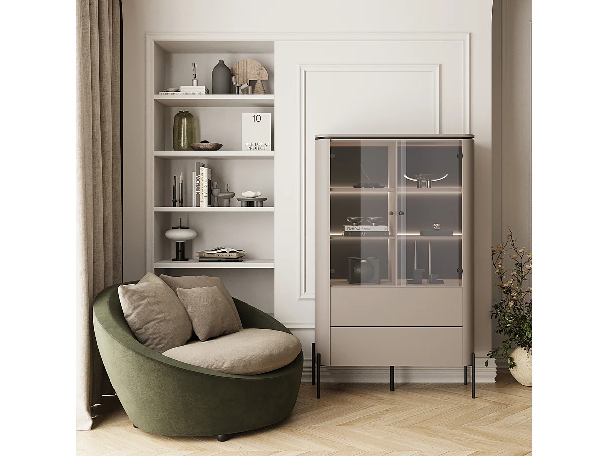 Junon Taupe 2-door 2-drawer dresser
