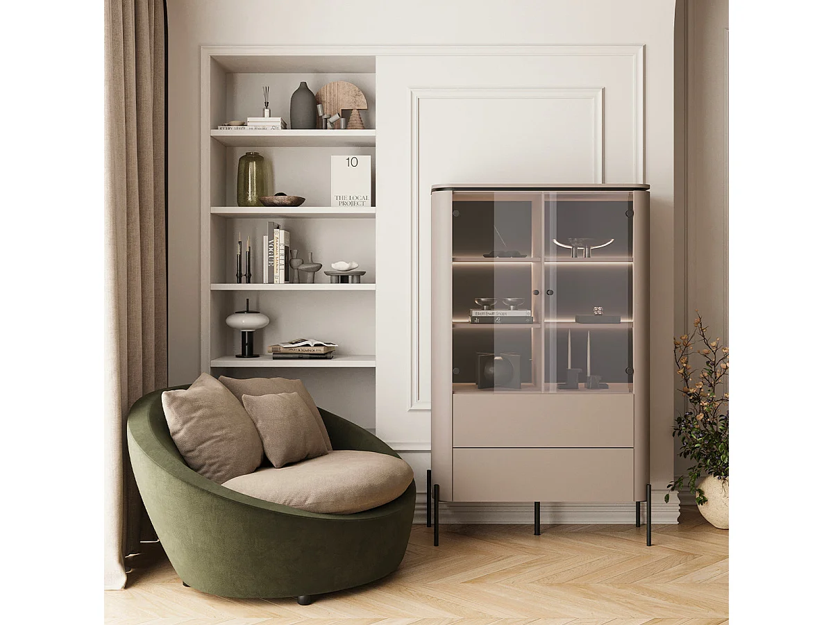 Vaisselier 2 portes 2 tiroirs Junon Taupe
