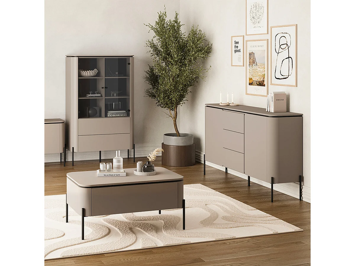 Vaisselier 2 portes 2 tiroirs Junon Taupe