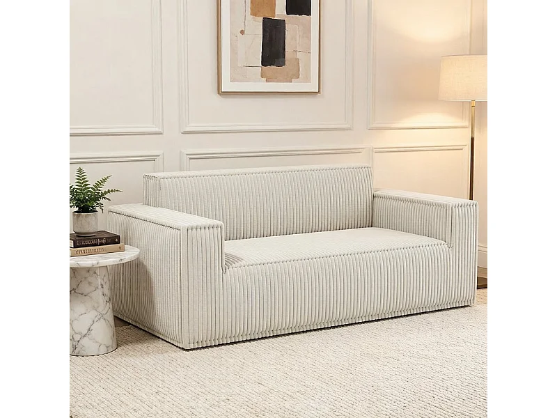 2-zits bank Ribfluweel, 58cm zitdiepte, 178x86x70cm, Beige