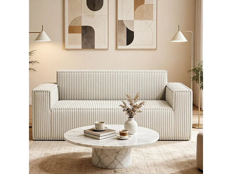 2-zits bank Ribfluweel, 58cm zitdiepte, 178x86x70cm, Beige