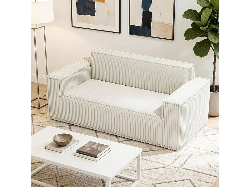 2-zits bank Ribfluweel, 58cm zitdiepte, 178x86x70cm, Beige