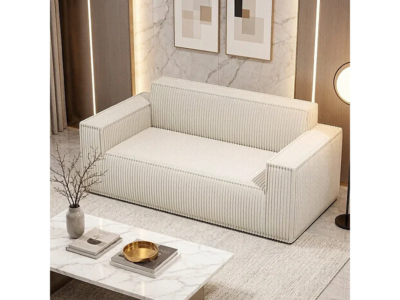 2-zits bank Ribfluweel, 58cm zitdiepte, 178x86x70cm, Beige