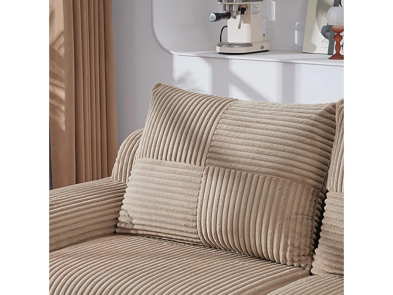 Modulaire 2-zits bank ribfluweel, bekerhouders en zijvak, 200x99x80cm, Kaki