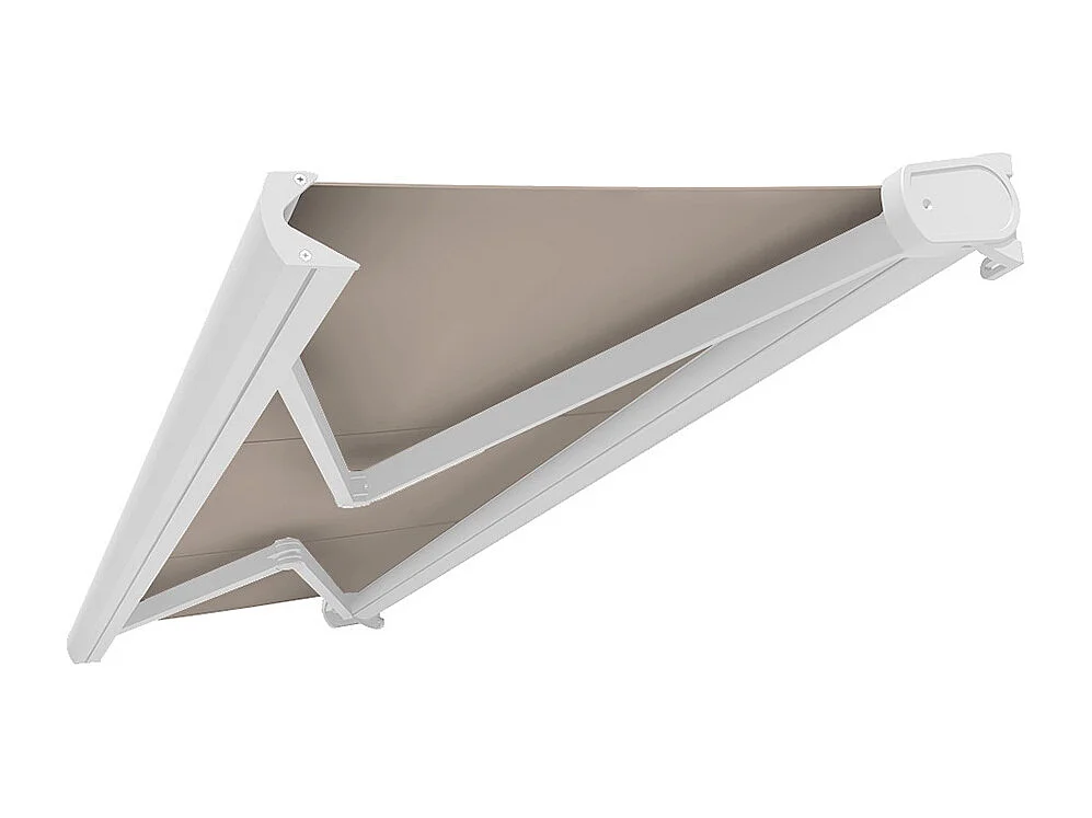 Store banne coffre CINABRE 2.5 x 1.5 m - Manuel - Blanc, toile acrylique taupe