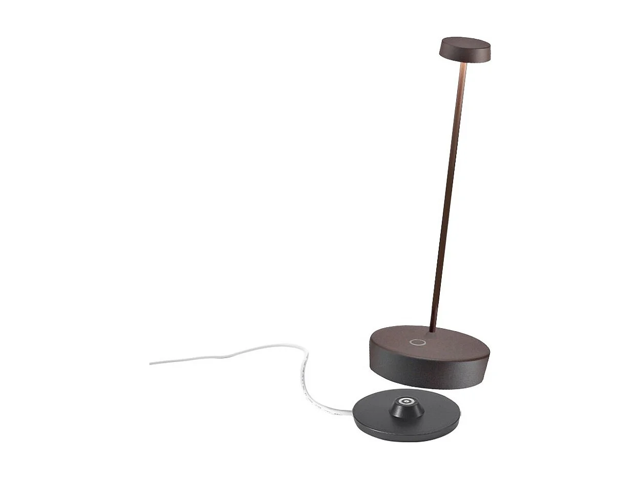 Lampa stołowa LED Zafferano Swap Pro Corten, ładowalna i ściemnialna, 2200-2700-3000K - maksymalna moc 9 godz.