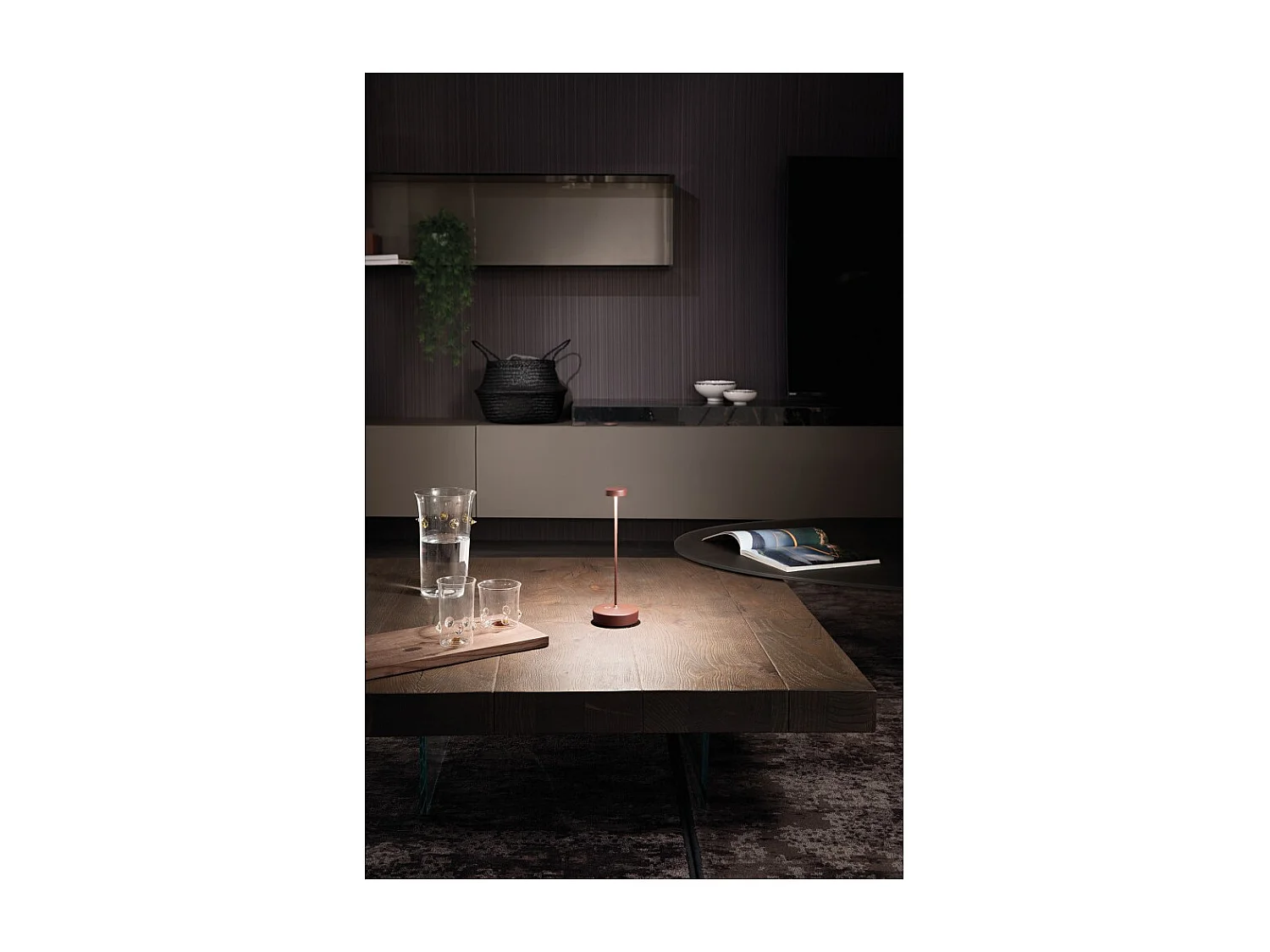 Lampa stołowa LED Zafferano Swap Pro Corten, ładowalna i ściemnialna, 2200-2700-3000K - maksymalna moc 9 godz.