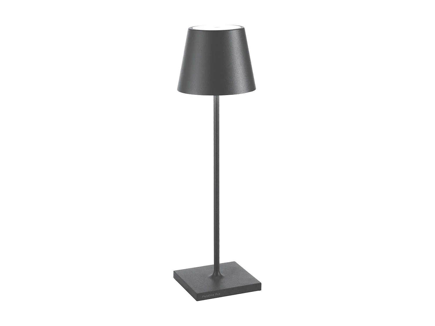 Lámpara de mesa LED Zafferano Poldina Pro gris oscuro recargable regulable hasta 12 h IP65 apta exterior