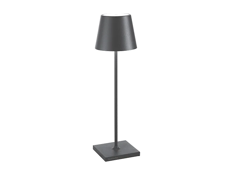 Lámpara de mesa LED Zafferano Poldina Pro gris oscuro recargable regulable hasta 12 h IP65 apta exterior