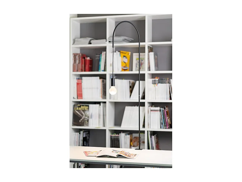 Zafferano - Lámpara de mesa de alambre con abrazadera, giratoria 200°, H152 cm, metal pintado, bombilla E27 máx. 60 W incluida - Blanco