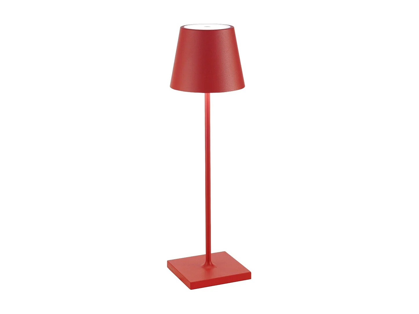 Luminária de mesa LED Zafferano Poldina Pro vermelha sem fio recarregável regulável touch 2700-3000K IP65 uso interno/externo 38 cm