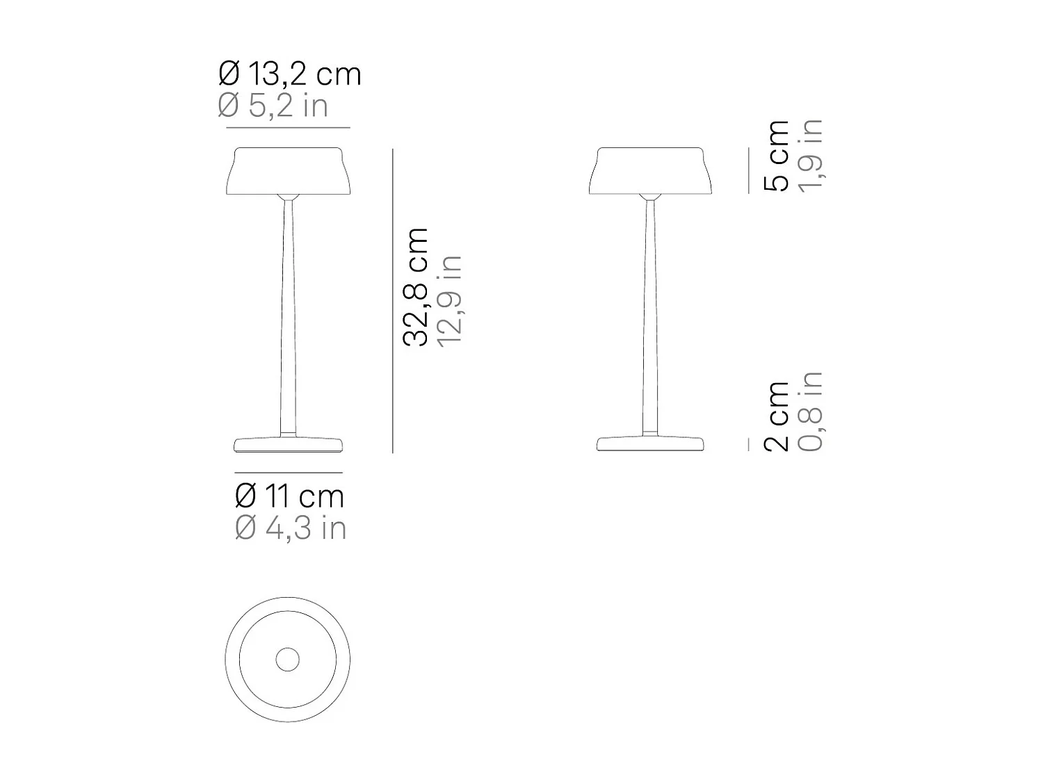 Lampa stołowa LED Zafferano Sister Light Wi-Fi Smart, perłowa biel, ładowalna i ściemnialna - 2200-2700-3000-4000 K, 3,2 W, wys. 33 cm
