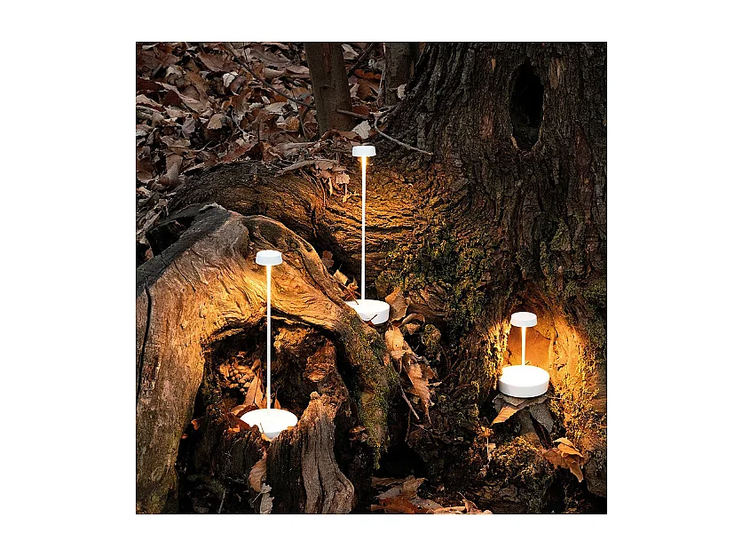 Lampa stołowa LED Zafferano Swap mini pro, ładowalna i ściemnialna, biała, 2200-2700-3000K, 2W, aluminiowa, IP65