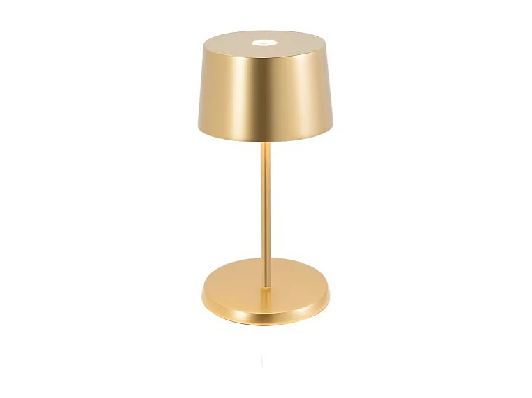 Lampe de table mini LED Zafferano Olivia Pro, or jaune, rechargeable et dimmable - 2200-2700-3000K, 9 heures à puissance maximale