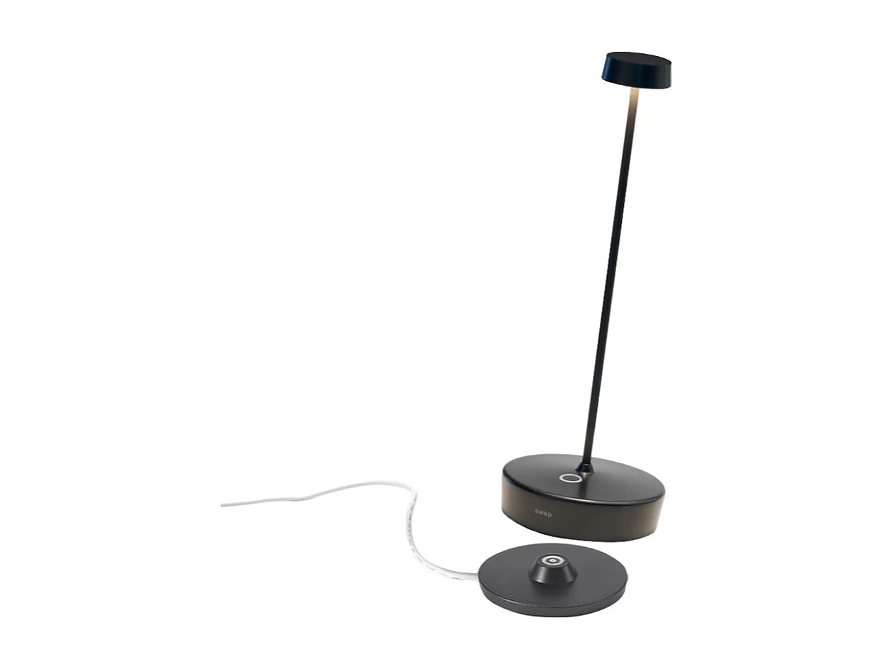 Lampa stołowa LED Zafferano Swap Pro z możliwością ładowania i ściemniania, czarna - 2200-2700-3000K - 9 godzin maksymalnej mocy