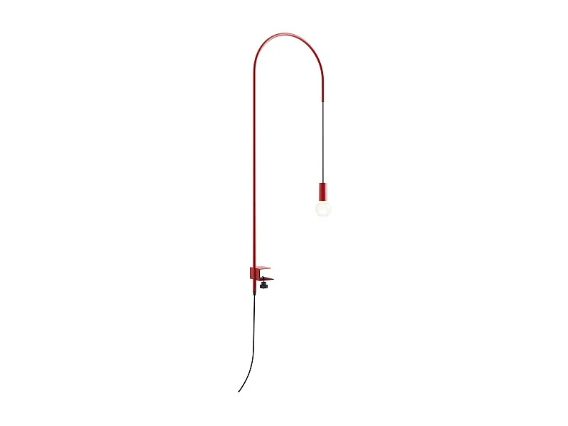 Zafferano - Lampe de table Wire avec pince, pivotante à 200, H152 cm, métal peint, ampoule E27 max 60W incluse - Rouge