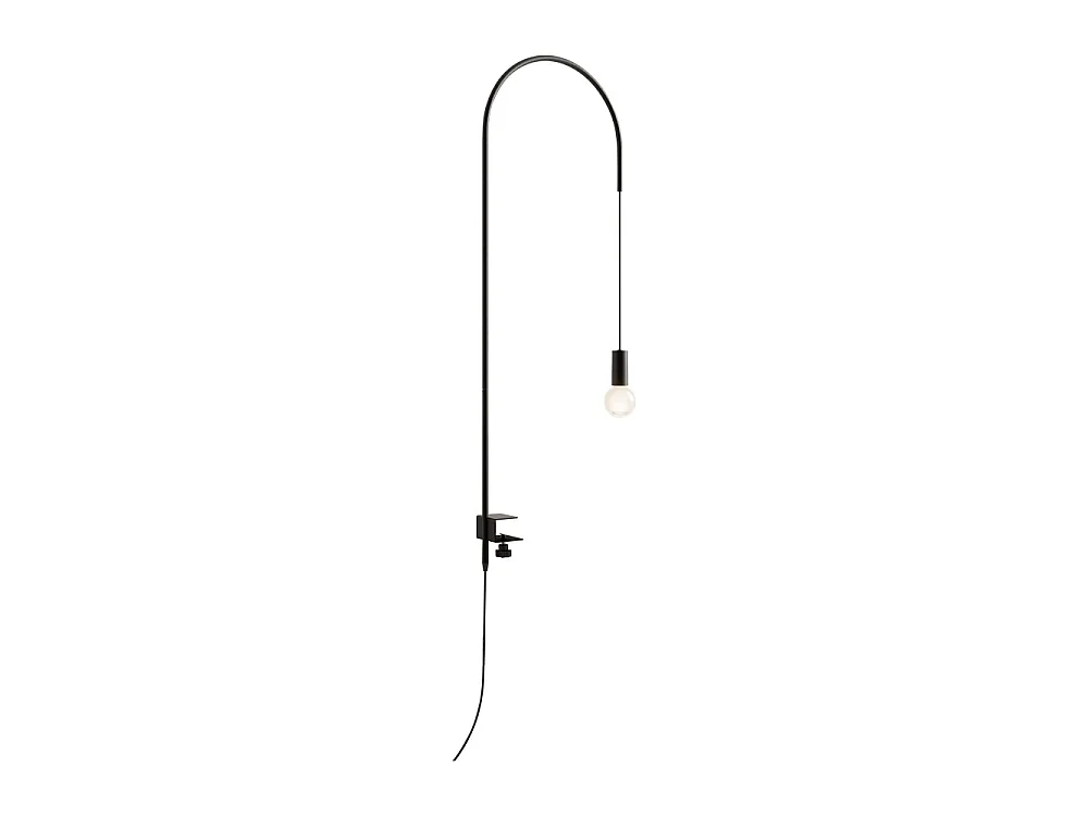 Zafferano - Lampa stołowa z drutu z zaciskiem, obrotowa 200°, wys. 152 cm, malowany metal, żarówka E27 maks. 60 W w zestawie - czarna