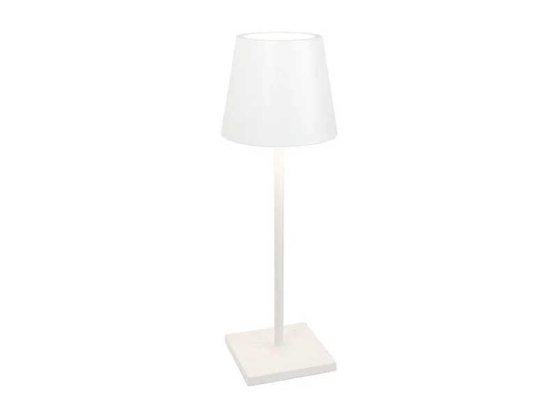 Zafferano Poldina L Bureau LED tafellamp, wit, oplaadbaar en dimbaar, met een batterijduur tot 12 uur.