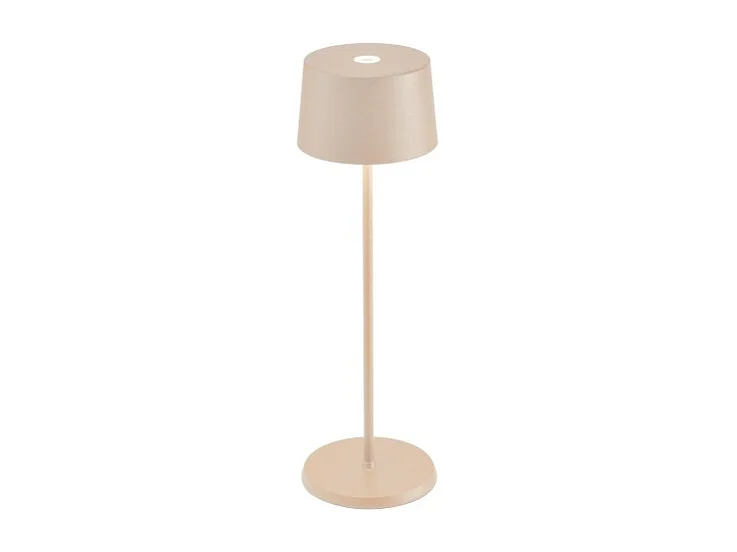 Lampa stołowa LED Zafferano Olivia Pro Sand, ładowalna i ściemnialna - 2200-2700-3000 K, 9 godz. przy pełnej mocy