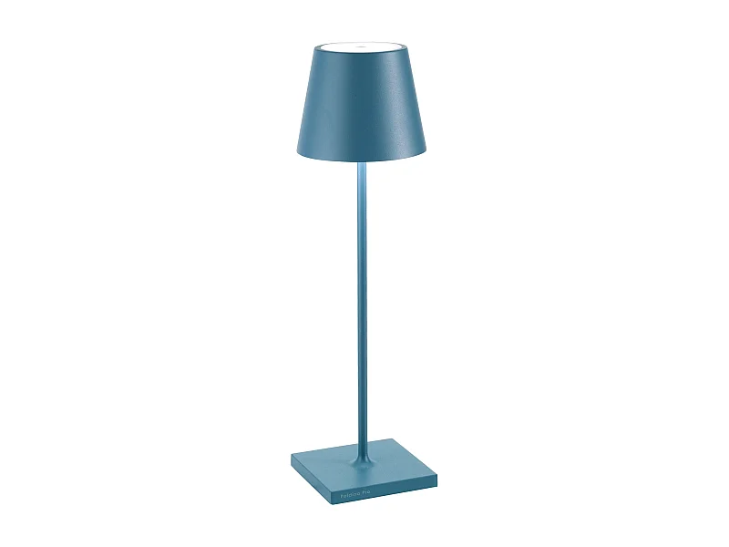 Lampe de table LED Zafferano Poldina Pro Avio Blue rechargeable dimmable autonomie jusqu'à 12 h IP65 usage extérieur
