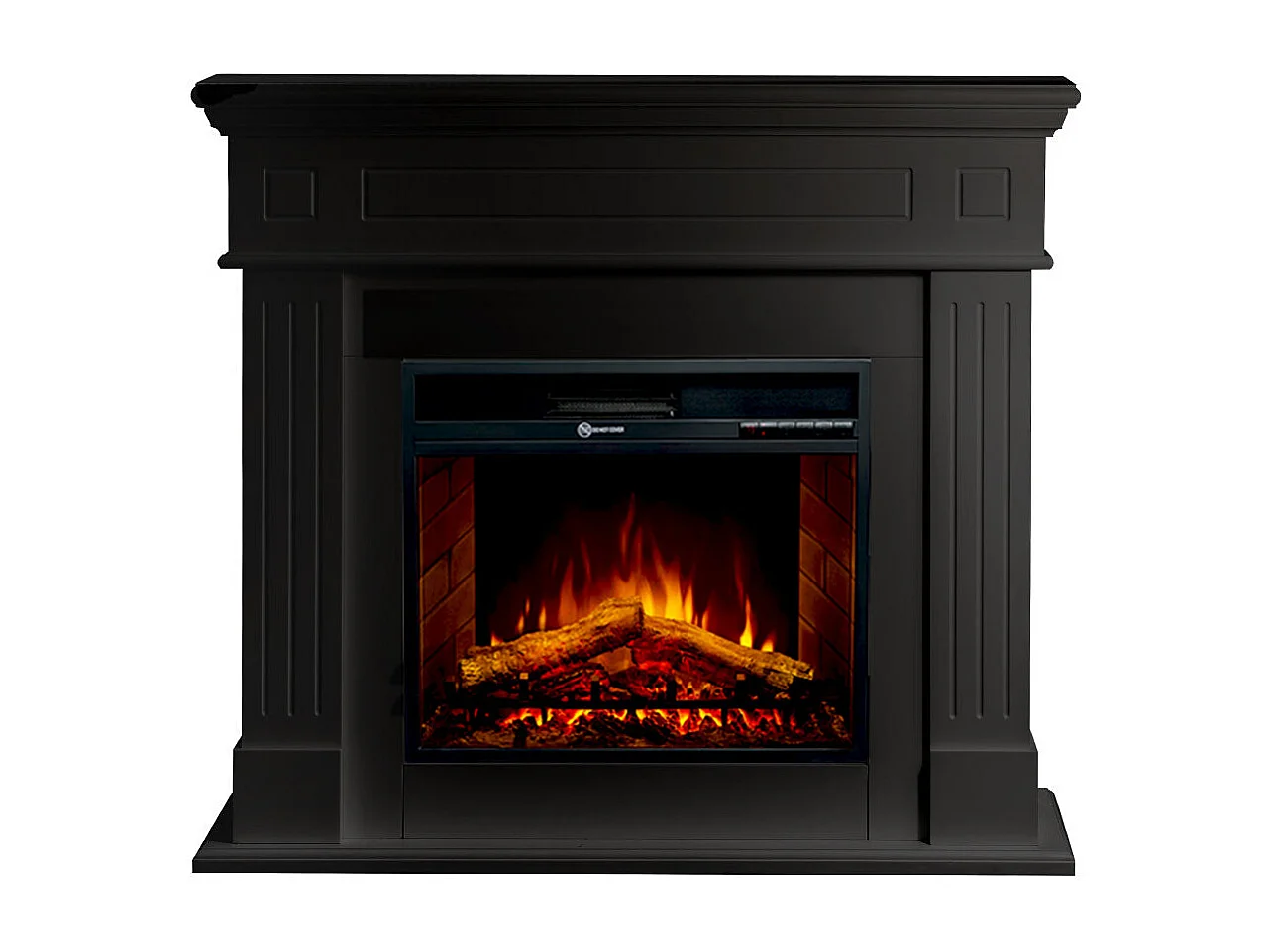 Camino elettrico caminetto da terra CAMBRIDGE in legno Nero 110x36x100h