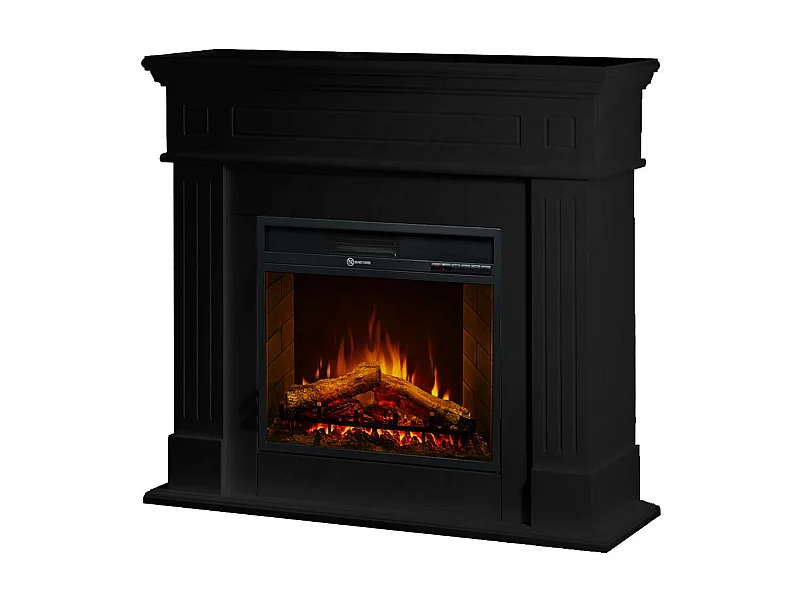 Camino elettrico caminetto da terra CAMBRIDGE in legno Nero 110x36x100h