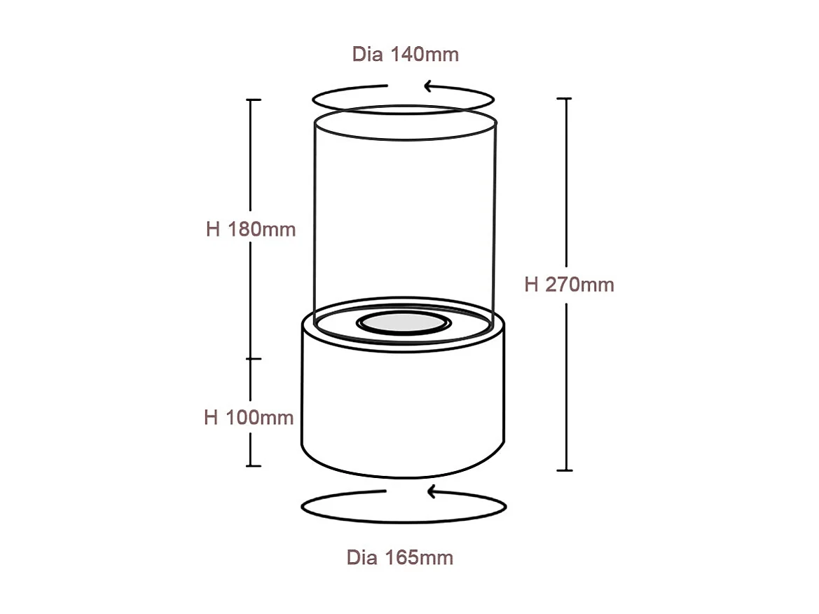 Chimenea de bioetanol MARSIGLIA Gold de sobremesa, tamaño D16 x H27, para interior y exterior