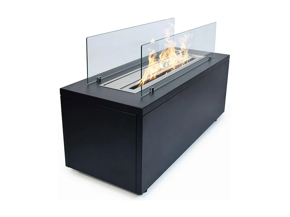 CARAVAGGIO Zwarte Bio-ethanol haard voor binnen en buiten, staand model, L100xD40xH40 cm