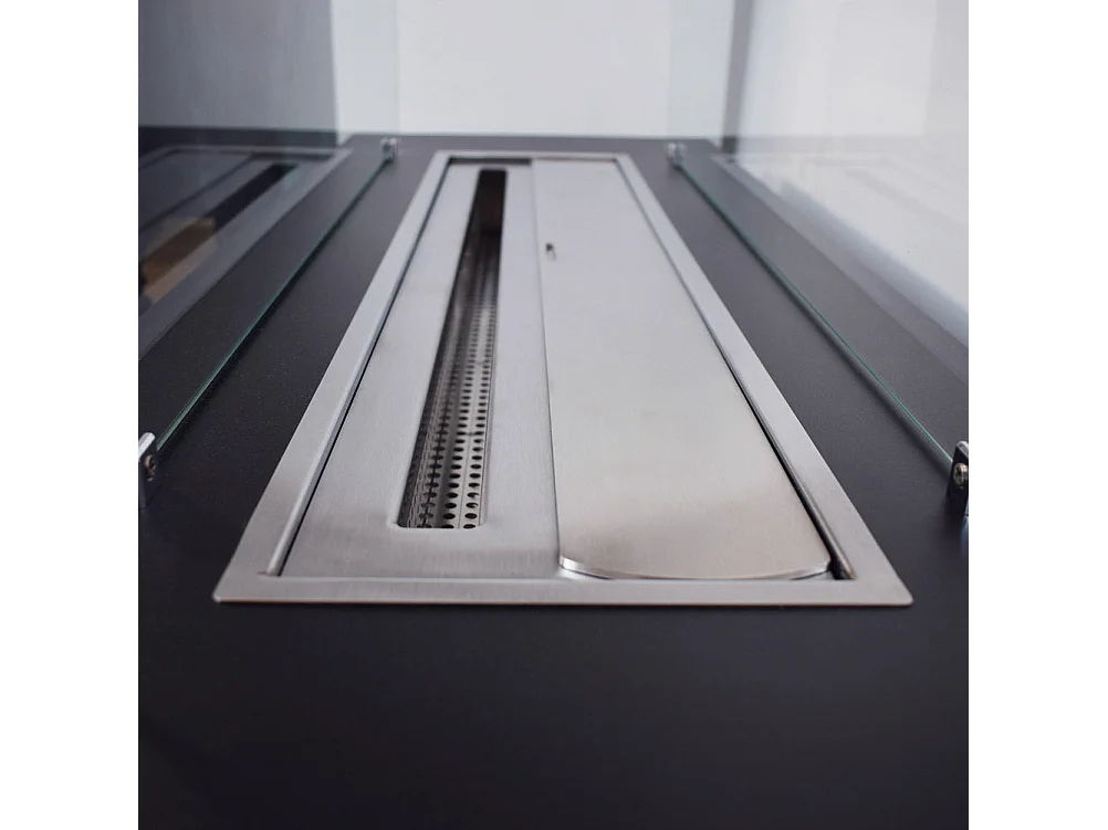 CARAVAGGIO Zwarte Bio-ethanol haard voor binnen en buiten, staand model, L100xD40xH40 cm