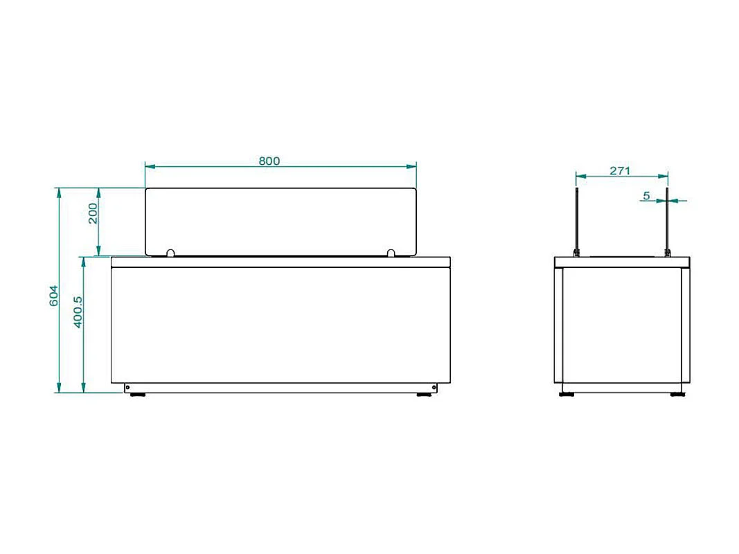 CARAVAGGIO Zwarte Bio-ethanol haard voor binnen en buiten, staand model, L100xD40xH40 cm