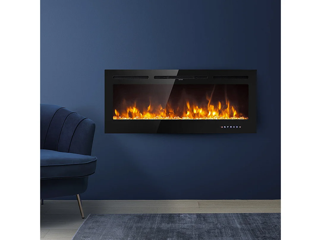 Lareira elétrica CHICAGO, lareira de parede embutida, C101,6 x L14 x A54,6